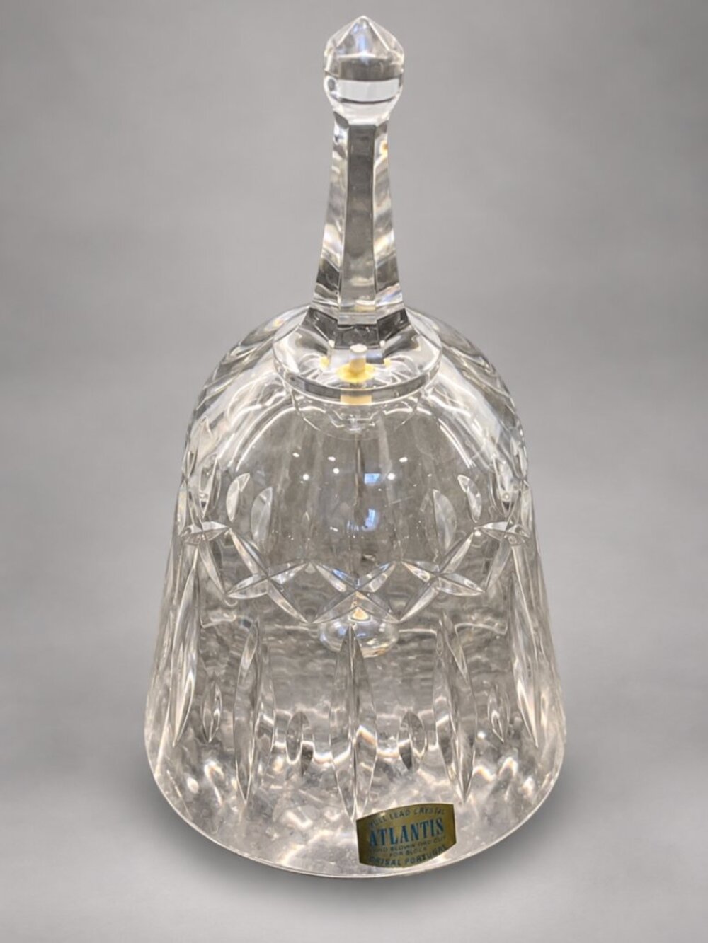 Vintage Atlantis Crystal Portugal Lead Crystal Bell Hand Blown Cut Bonwit Teller